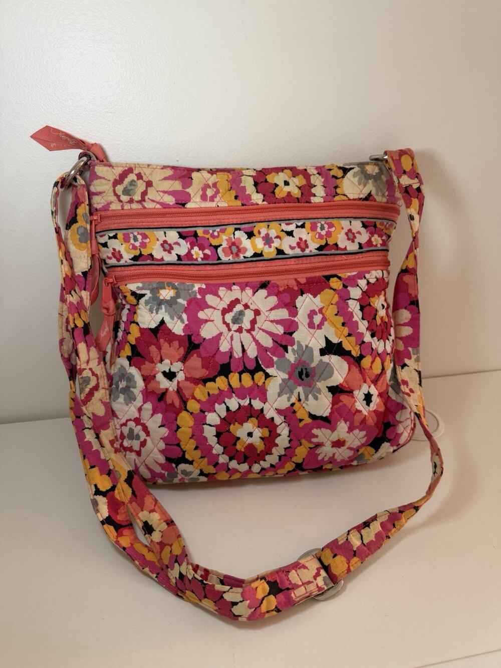 Vera Bradley Retired Pixie Blooms Crossbody Hipster Shoulder Bag Boho Floral